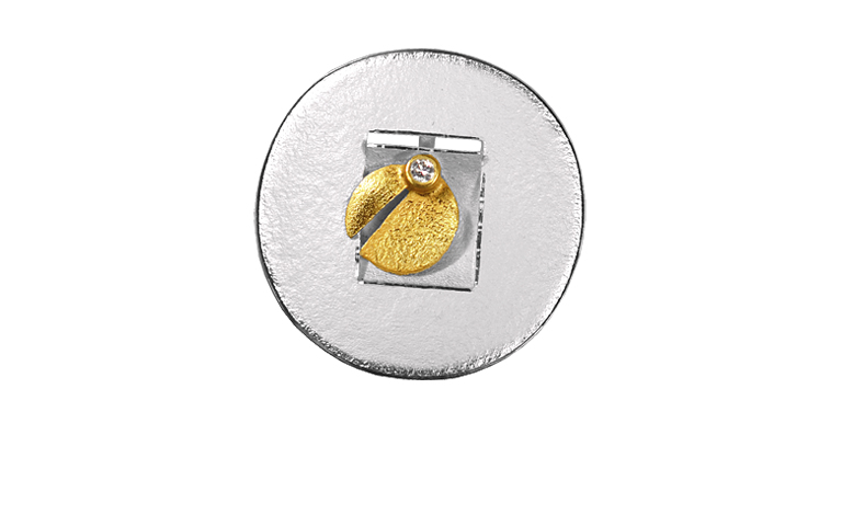 10293-Brosche, Silber 925 mit Gold 750 und Brillant