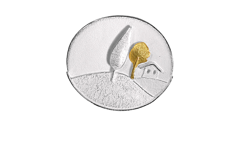 10332-Brosche, Silber 925 mit Gold 750