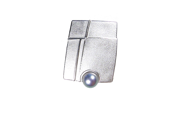 30003-Brosche mit Perle, 925 Silber