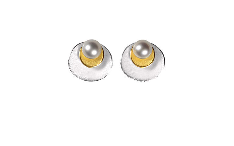 15334-Ohrschmuck, Silber 925 mit Gold 750 und Perlen