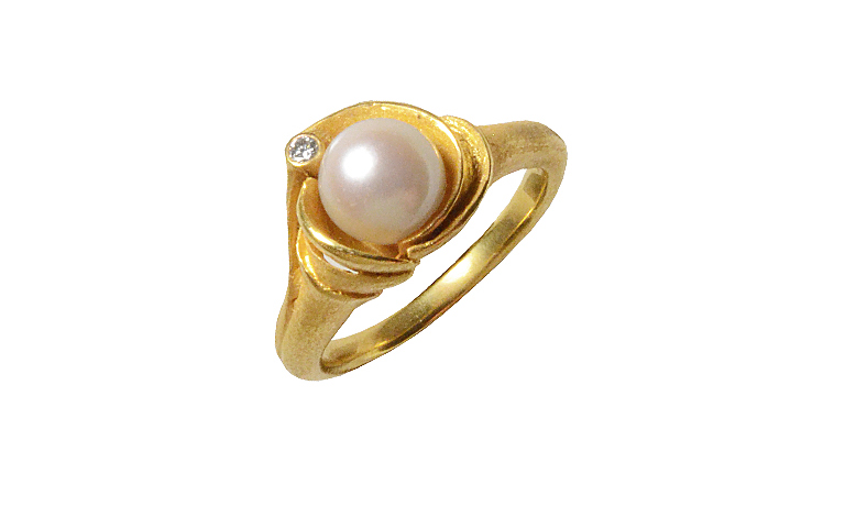02970-Ring, Gold 750 mit Brillant und Perle