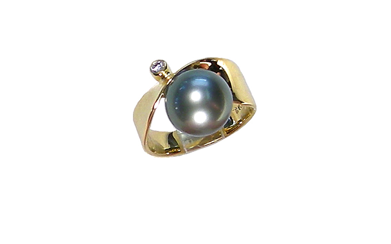 05155-Ring, Gold 750, Tahiti-Perle, Brillant