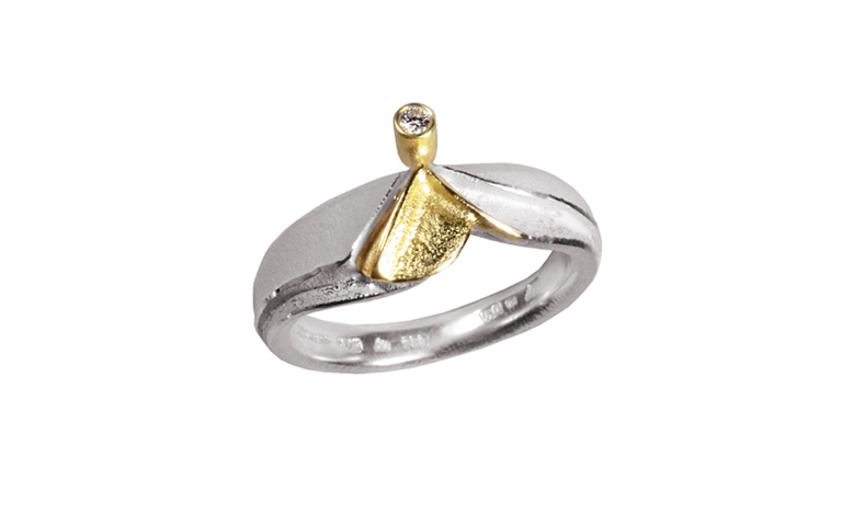 12540-Ring, Silber 925 und Gold 750 und Brillant