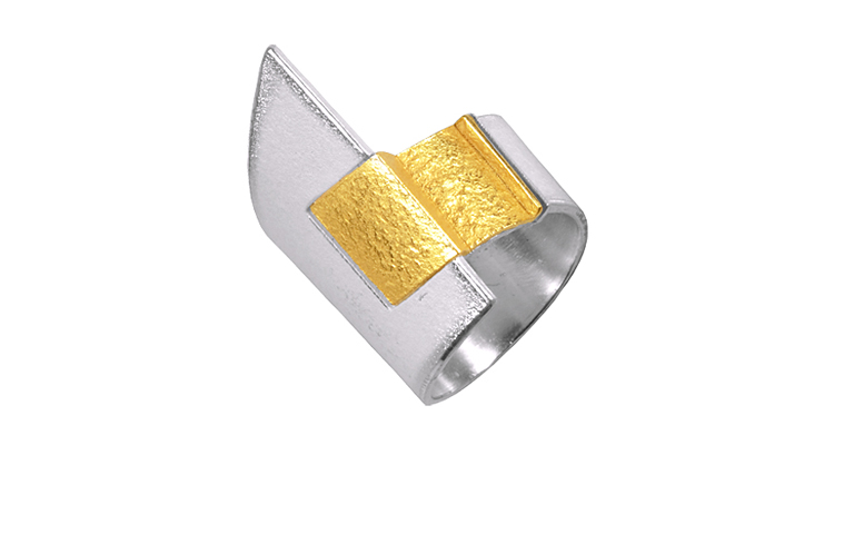 12628-Ring, Silber 925 mit Gold 750