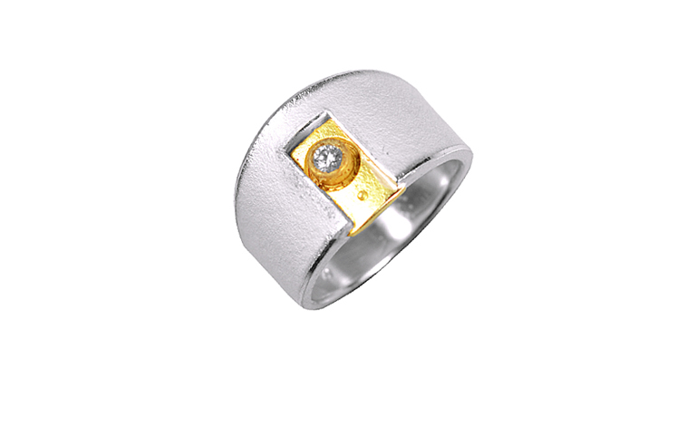 12636-Ring, Silber 925 mit Gold 750 und Brillant