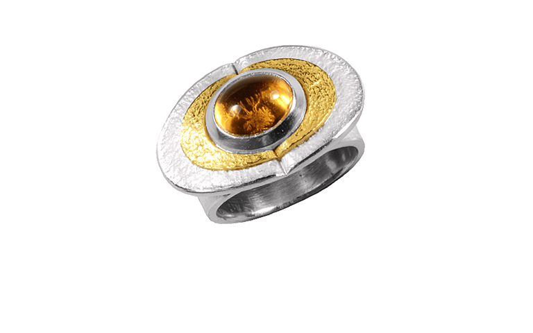 12830-Ring, Silber 925 mit Gold 750 und Citrin