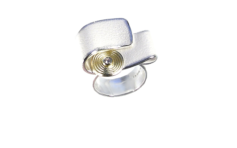 12846-Ring, Silber 925, Gold 750 und ein Brillant
