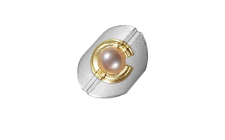 12856-Ring, Silber 925 mit Gold 750 und Perle