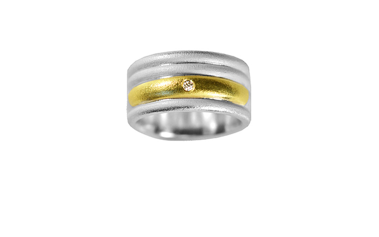 12865-Ring, Silber 925 mit Gold 750 mit Brillant