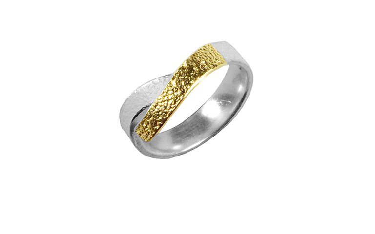 12883-Ring, Silber 925 mit Gold 750