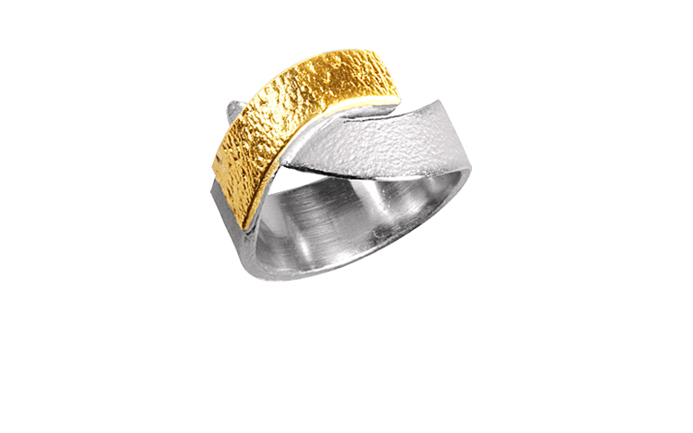 12886-Ring, Silber 925 mit Gold 750