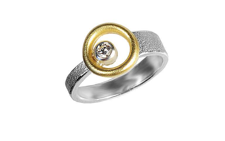 12938-Ring, Silber 925 mit Gold 750 und Brillant