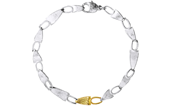14230-bracelet, silver 925 with gold 750