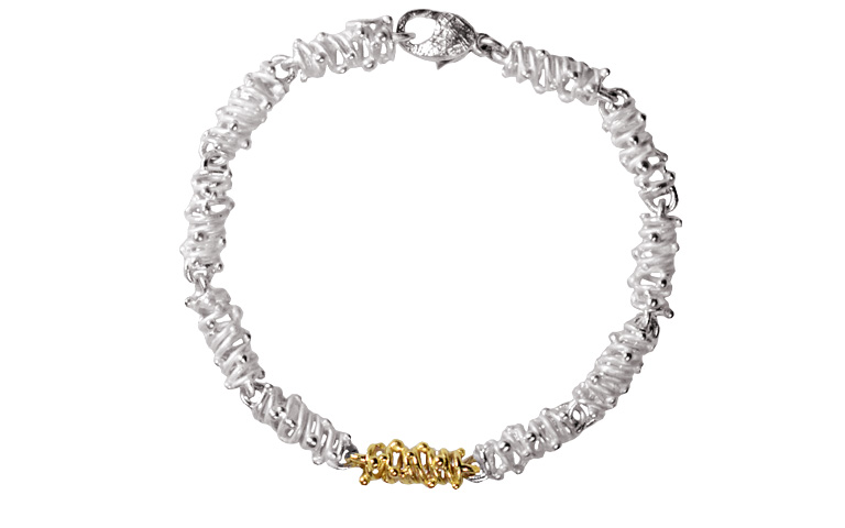 14264-bracelet, silver 925 with gold 750