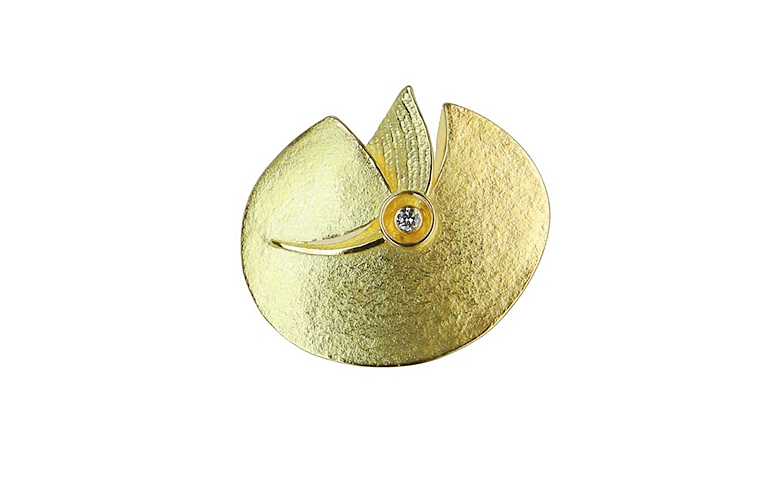 00425-brooch gold 750, 1 brillant vvsi tw, 0,060ct