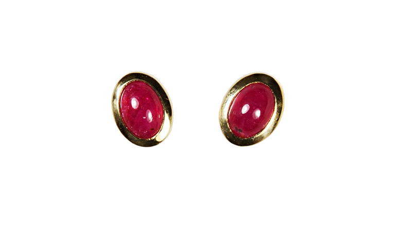 07369-earrings, gold 750 with ruby