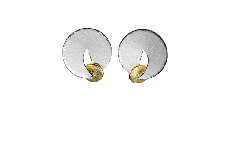 15249-earrings, silver 925 with gold 750