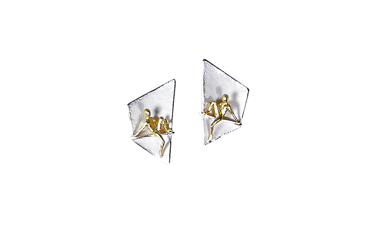 15331-earrings, silver 925 and gold 750