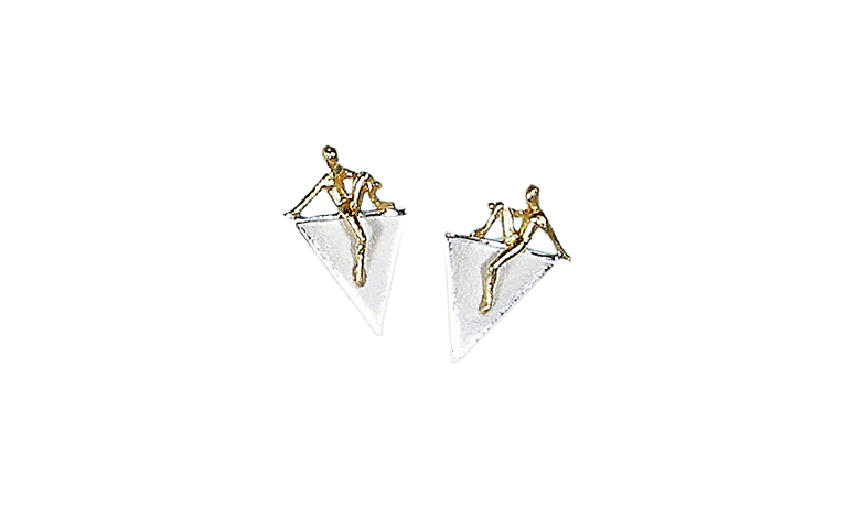 15332-earrings, silver 925 and gold 750