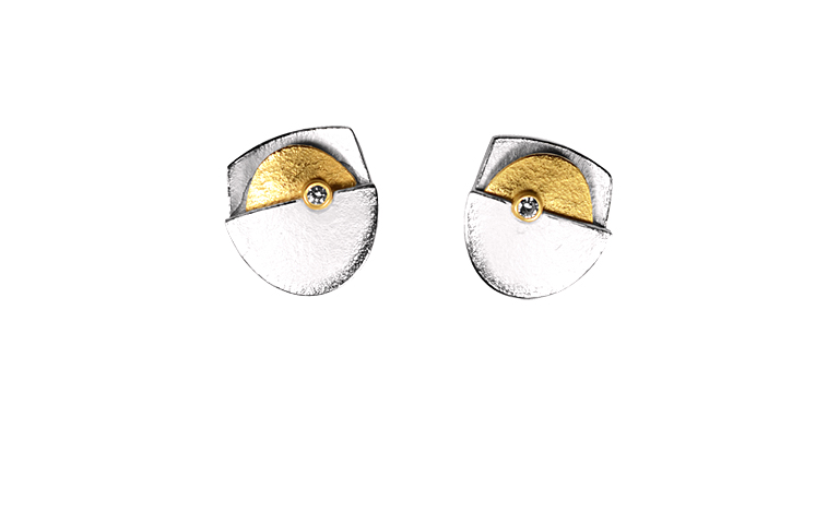 15341-earings, silver 925 with gold 750 and brillants