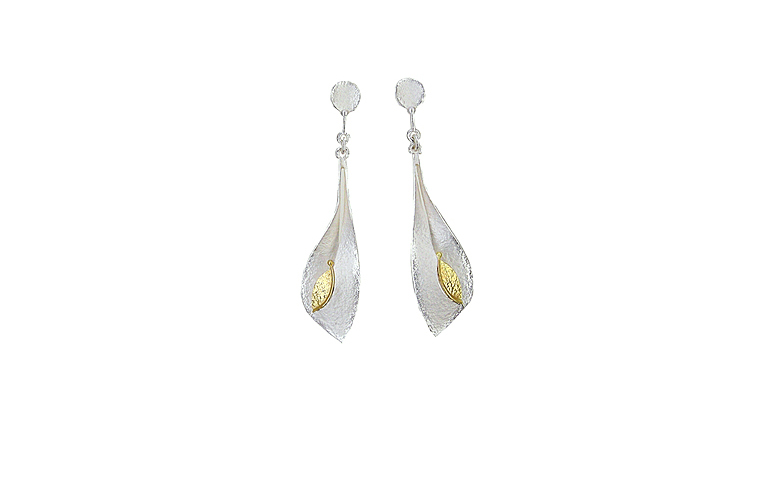 15382-earrings, silver 925 and gold 750