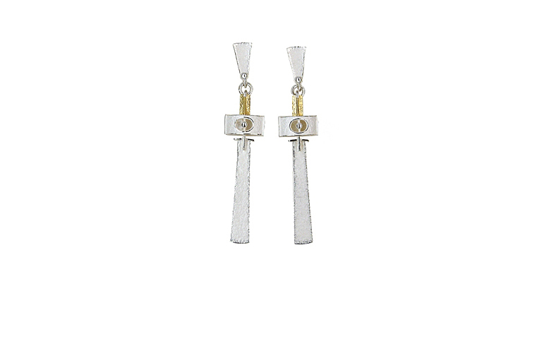 15387-earrings, silver 925 and gold 750