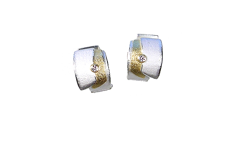 15405-earrings, silver 925 and gold 750 with brilliants