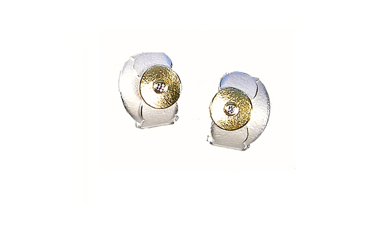 15406-earrings, silver 925 and gold 750 with brilliants