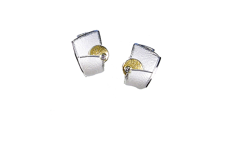 15407-earrings, silver 925 and gold 750 with brilliants