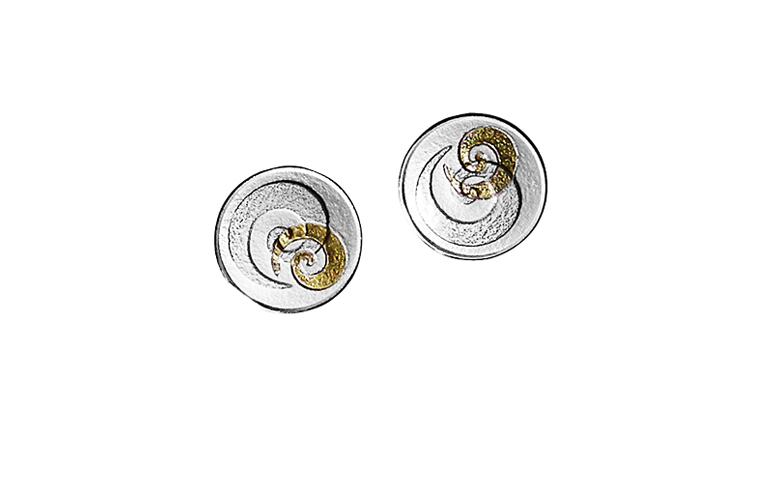 15416-earrings, silver 925 with gold 750