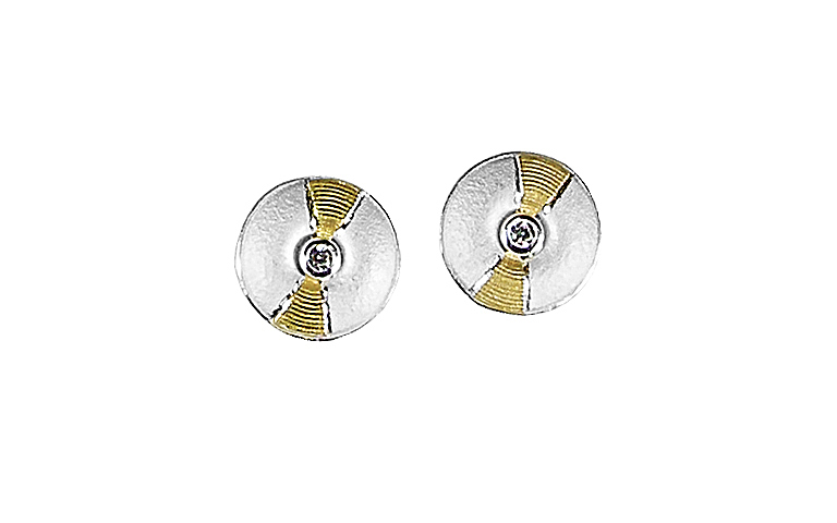 15419-earrings, silver 925 with gold 750 with brilliant