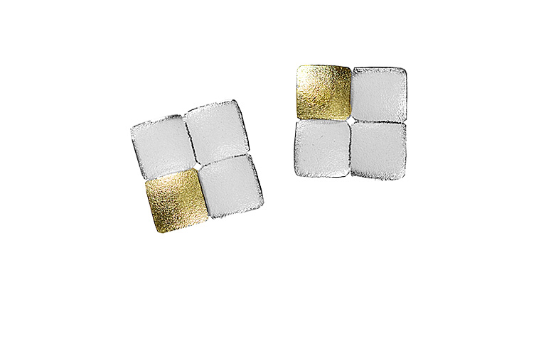 15421-earings, silber 925 with gold 750