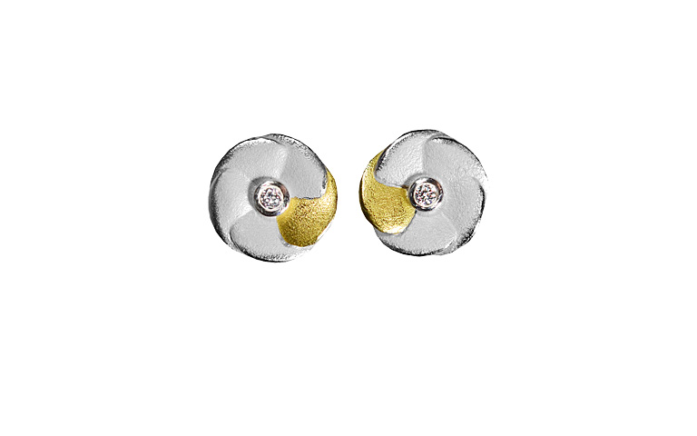 15422-earings, silber 925 with gold 750