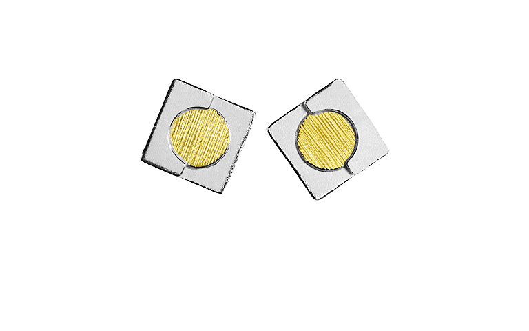 15423-earings, silber 925 with gold 750