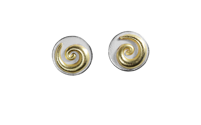 15429-earrings, silver 925 with gold 750