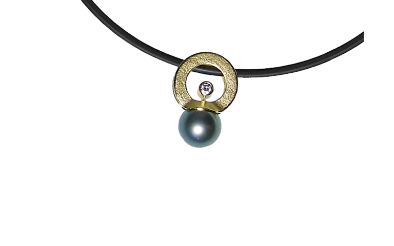 01047-necklace, gold 750, Thaiti pearl