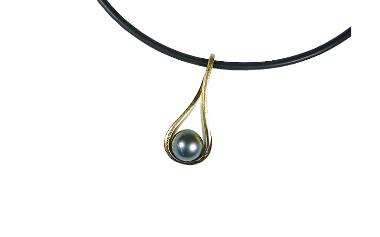 01054-necklace, gold 750, Thaiti pearl
