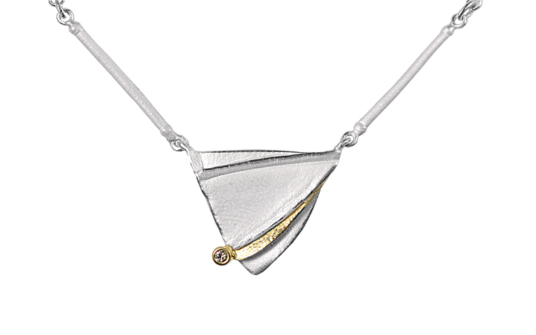 11359-necklace, silver 925 with gold 750 and brillant