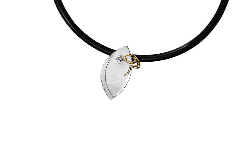 11617-necklace, silver 925 with gold 750 and brillant