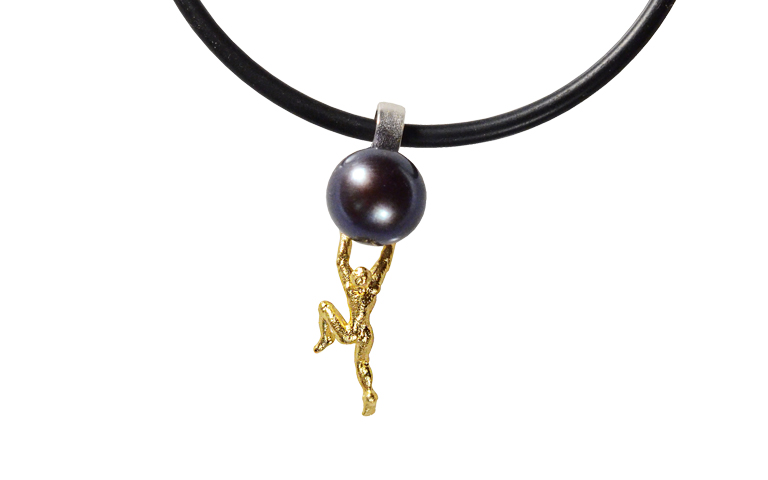 11623-necklace, silver 925 with gold 750 and pearl