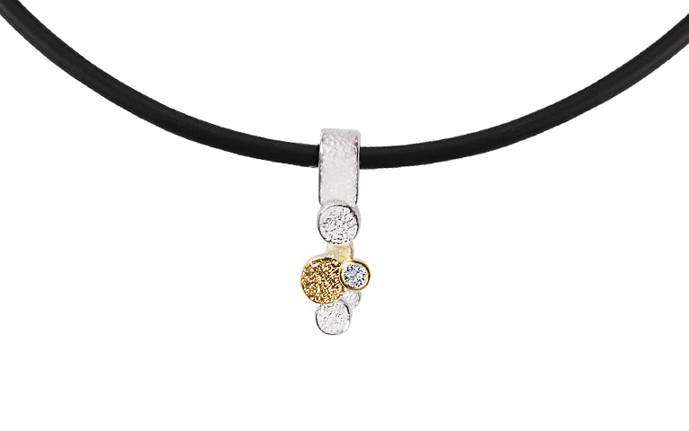 11676-necklace, silver 925 with gold 750 and brillant