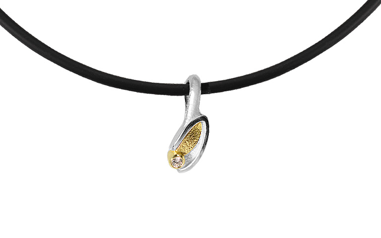 11677-necklace, silver 925 with gold 750 and brillant