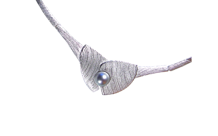 31027-necklace, silver 925, Tahiti pearl