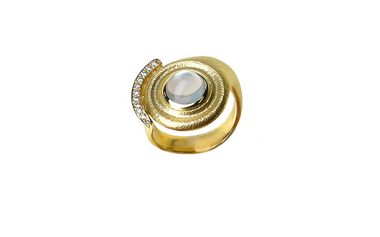 05139-ring, gold 750 with moonstone and brillants