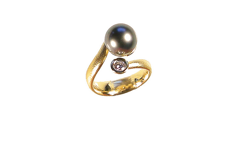05148-ring, gold 750, tahiti pearl, brillant