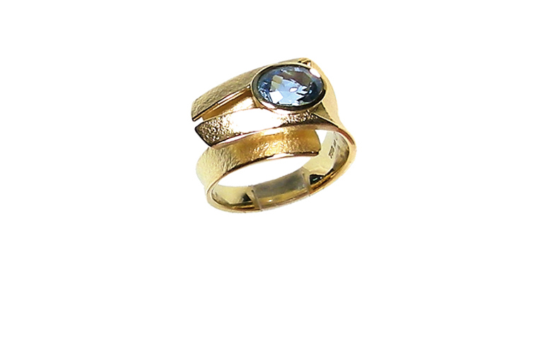 05154-ring, gold 750 with aquamarin