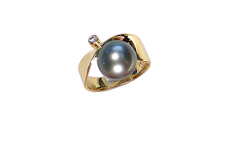 05155-ring, gold 750, tahiti pearl, brillant