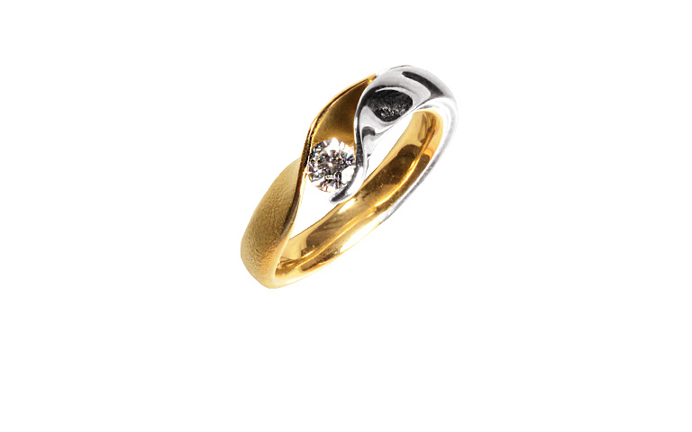 05214-ring, white and yellow gold 750 with brillant