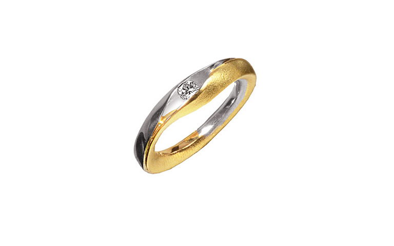 05221-ring, white and yellow gold 750 with a brillant