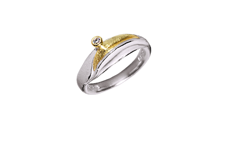 12563-ring, silver 925 with gold 750 and brillant